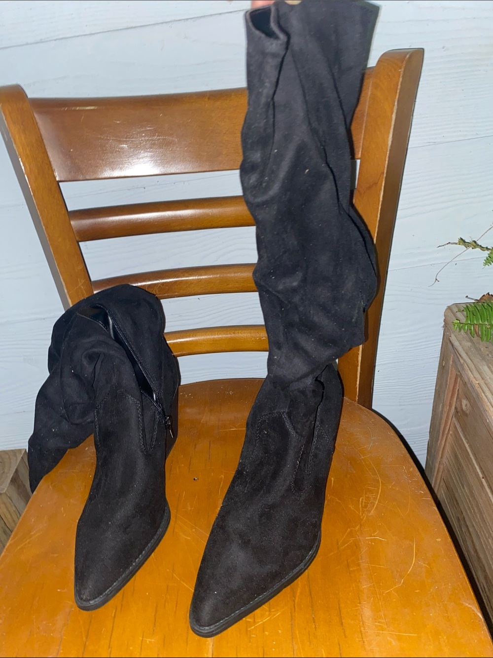 SOUL Naturalizer Black Suede Over-the-Knee Pointed-Toe Boots